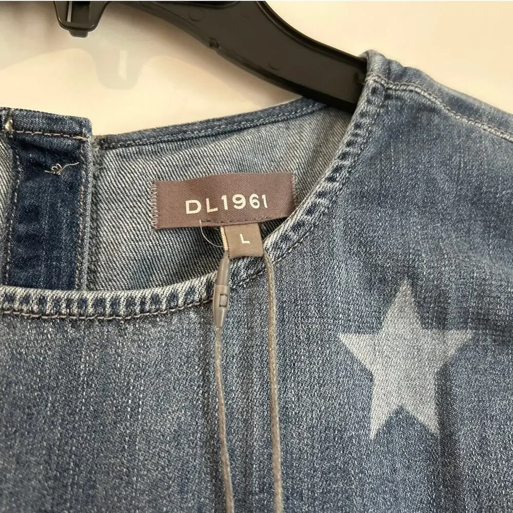NWT DL1961 Denim Sleeveless Tank – Indigo Star Print, Girls Size Large